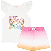 Tommy Bahama Girls 2-Piece Set - Tank Top & Shorts - Casual Summer Outfit for Kids
