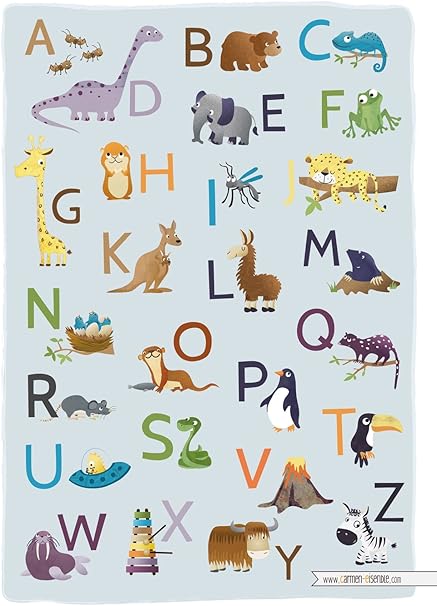 Poster ABC imprimé - format A3 - alphabet d'animaux - chambre pour ...