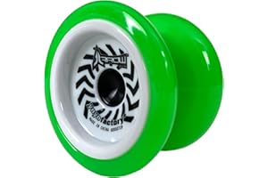YOYO FACTORY YoyoFactory Arrow Elite Beginner Yoyo Toy - Comes with Extra String & Pre Tied Finger Loop - Includes Bearings for Beginners to High Performance - Boys or Girls Ages 8+ Rayon Green