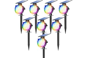 NIORSUN Solar Color Changing Lights Outdoor,7 Lighting Modes RGB Solar Outdoor Lights,IP67 Waterproof Multicolor Landscape Spotlights for Halloween Holiday Decorations,8 Pack