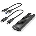Plugable M.2 NVMe SSD Enclosure; Tool-Free & Driverless, USB 3 Type-C, Including Thunderbolt and USB4, at 10Gbps. for M.2 NVMe SSDs 2230 to 2280 PCIe Gen 3 and 4. USB Cables Included