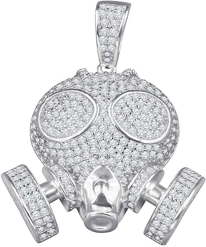 Amazon ホワイトゴールドトーン メンズ ガスマスクチャーム 模造ダイヤモンド カスタムペンダント メンズ 通販