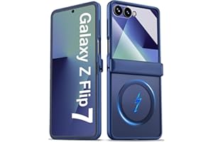 BXYJY for Samsung Galaxy Z Flip 7 Case Magnetic with Hinge Protection, Compatible with MagSafe, Front Screen Protector, Translucent Rugged Men Women Full Protective Phone Case for Galaxy Z Flip7, Blue