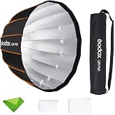 GODOX QR-P90 35.4 Inch/90CM Parabolic Softbox Bowens Mount, Quick Release Parabolic Softbox, with Front &amp; Inner Diffuser SL-60W AD600BM VL150 UL150 SL150II Amaran 100X 200D 200X
