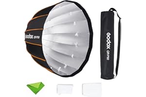 GODOX QR-P90 35.4 Inch/90CM Parabolic Softbox Bowens Mount, Quick Release Parabolic Softbox, with Front & Inner Diffuser SL-6