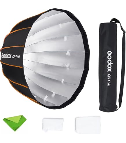 Glow EZ Lock Parabolische Softbox/Beauty Dish – 86,4 Cm, Silber, Mit Diffusoren & Gitter, Für Bowens-Blitz