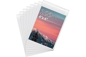 Somime Acid-Free Picture Sleeves, 100Pack Crystal Clear Storage Bags for 4x6 Art Prints, Pictures, Photos, Frame Mats (Bag Size: 4 7/8" x 6 1/2")