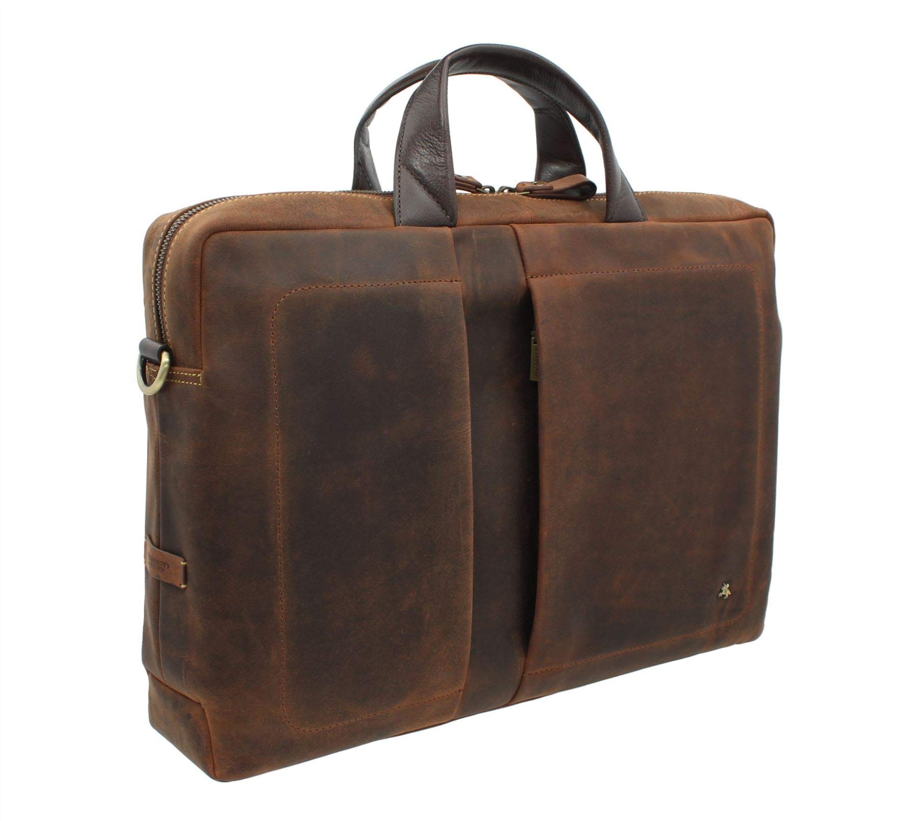 VISCONTI Toscana Collection Distressed Leather Laptop Briefcase Octo 15 TC78 Havana Tan