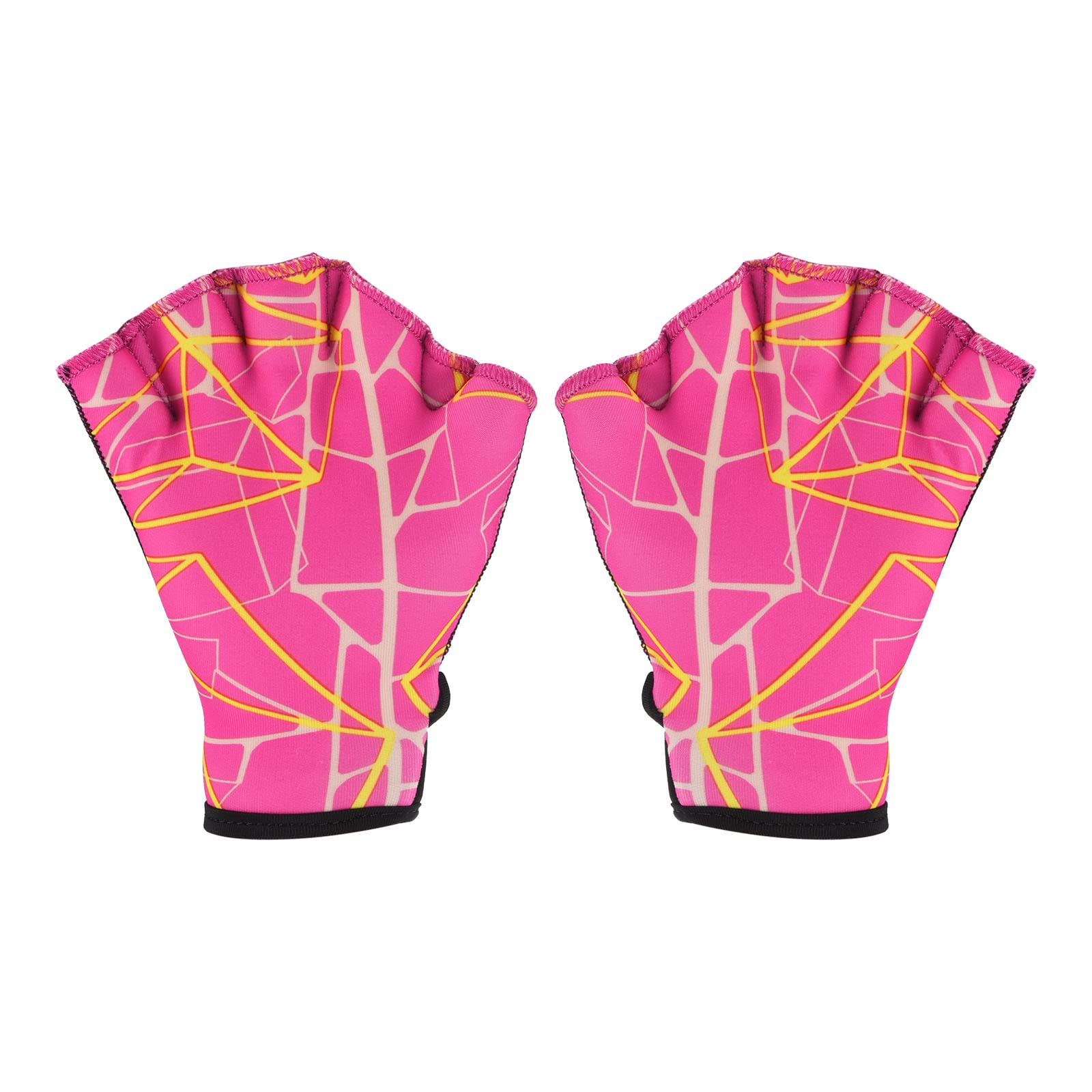 PATIKIL Webbed Swim Gloves, Swimming Aquatic Gloves Printing Water Resistance Training Accessories for Swimming and Diving, M, Rose Red