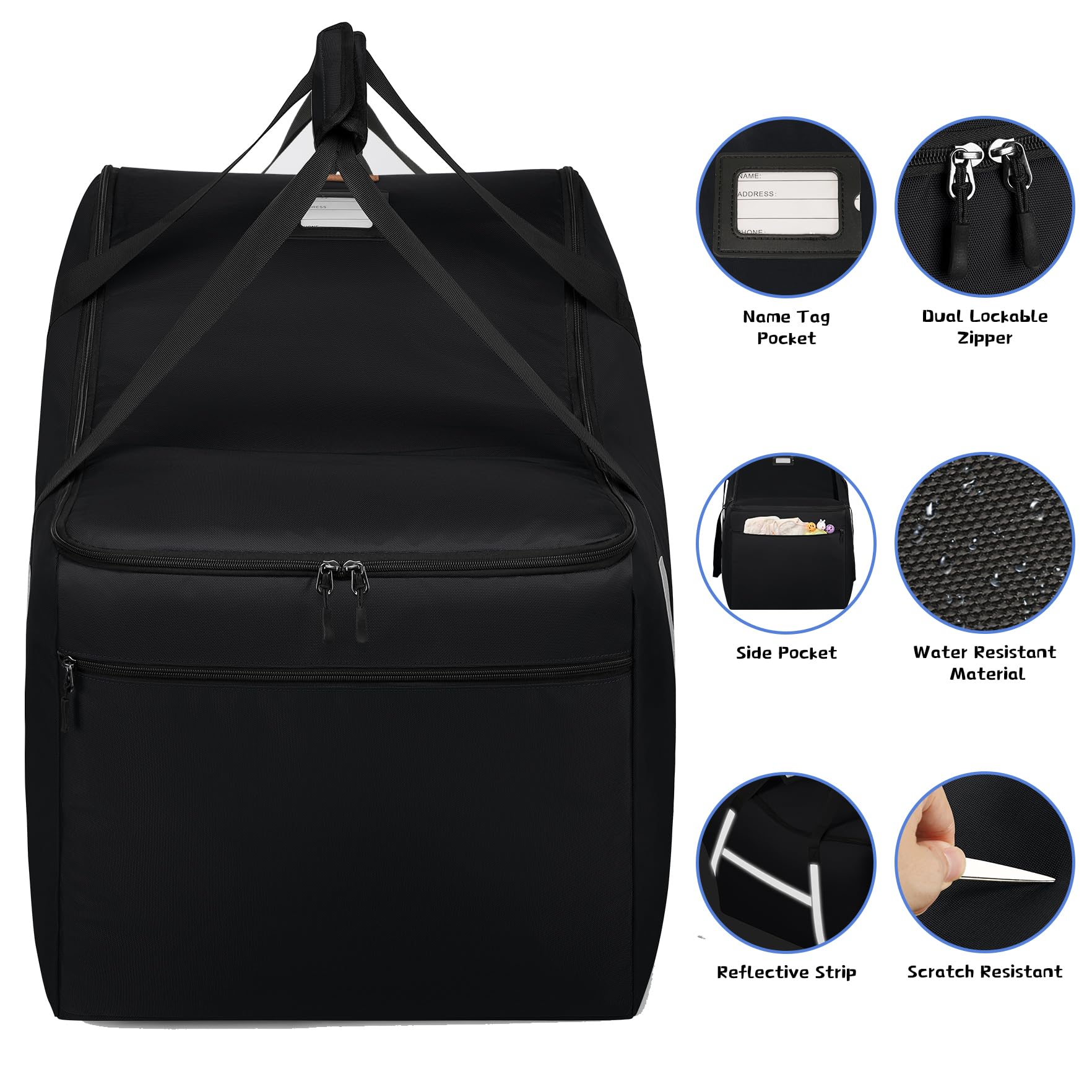 Infant Car Seat Travel Bag for Airplane Compatible with All Nuna Pipa Car Seat and Base,Chicco KeyFit 30 and Base, Padded Car Seat Bags for Air Travel,Car Seat Gate Check Bag with Side Pocket, Black