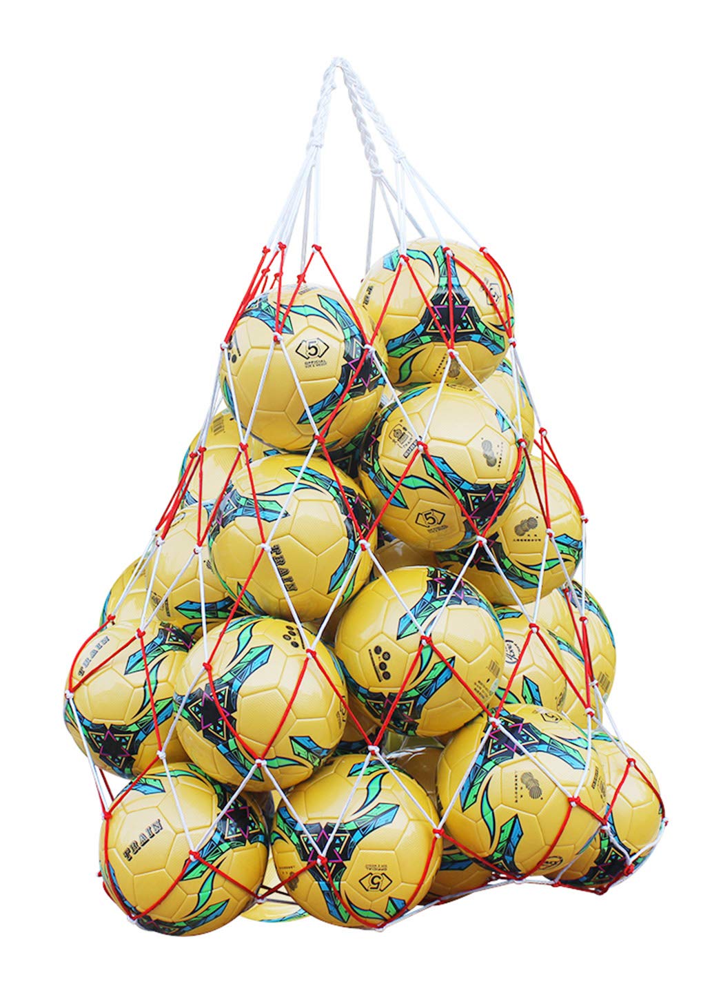 Large Capacity Mesh Equipment Duffel Bag Net Ball Bag Basketball Football Rugby Sack Bag Mesh Carry Bag Sports Goods Tote Storage Organizer Net Bag with Drawstring for 10-15 Balls