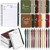 Kosiz 12 Sets Christian Spiral Notebooks Bulk Bible Study Prayer Journals with Bible Pens Aesthetic Small Notepad Pens Inspirational Gifts for Women Men Church Groups Families Office School Supplies