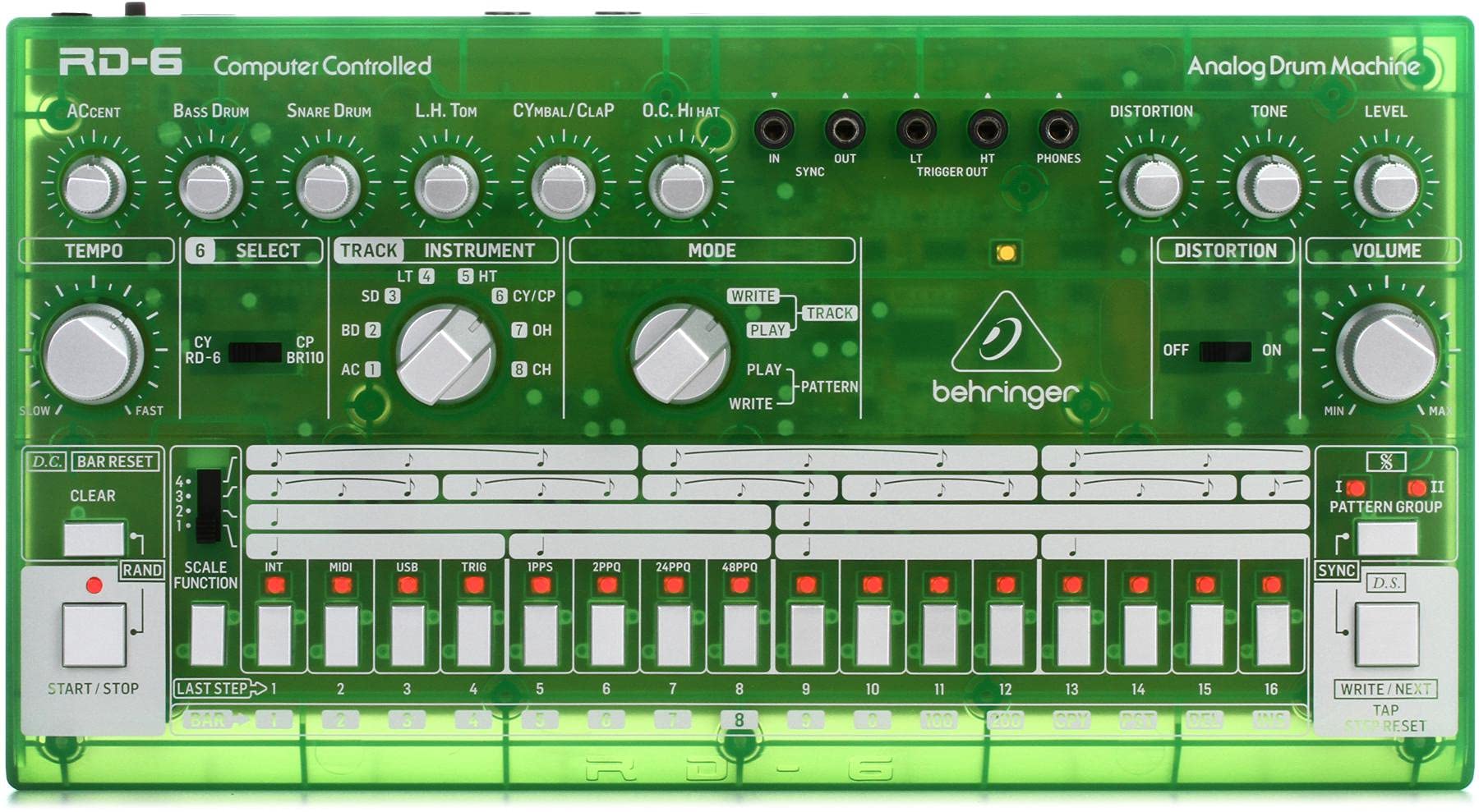Behringer RHYTHM DESIGNER RD-6-LM Analog Drum Machine with 8 Drum Sounds, 64 Step Sequencer and Distortion Effects