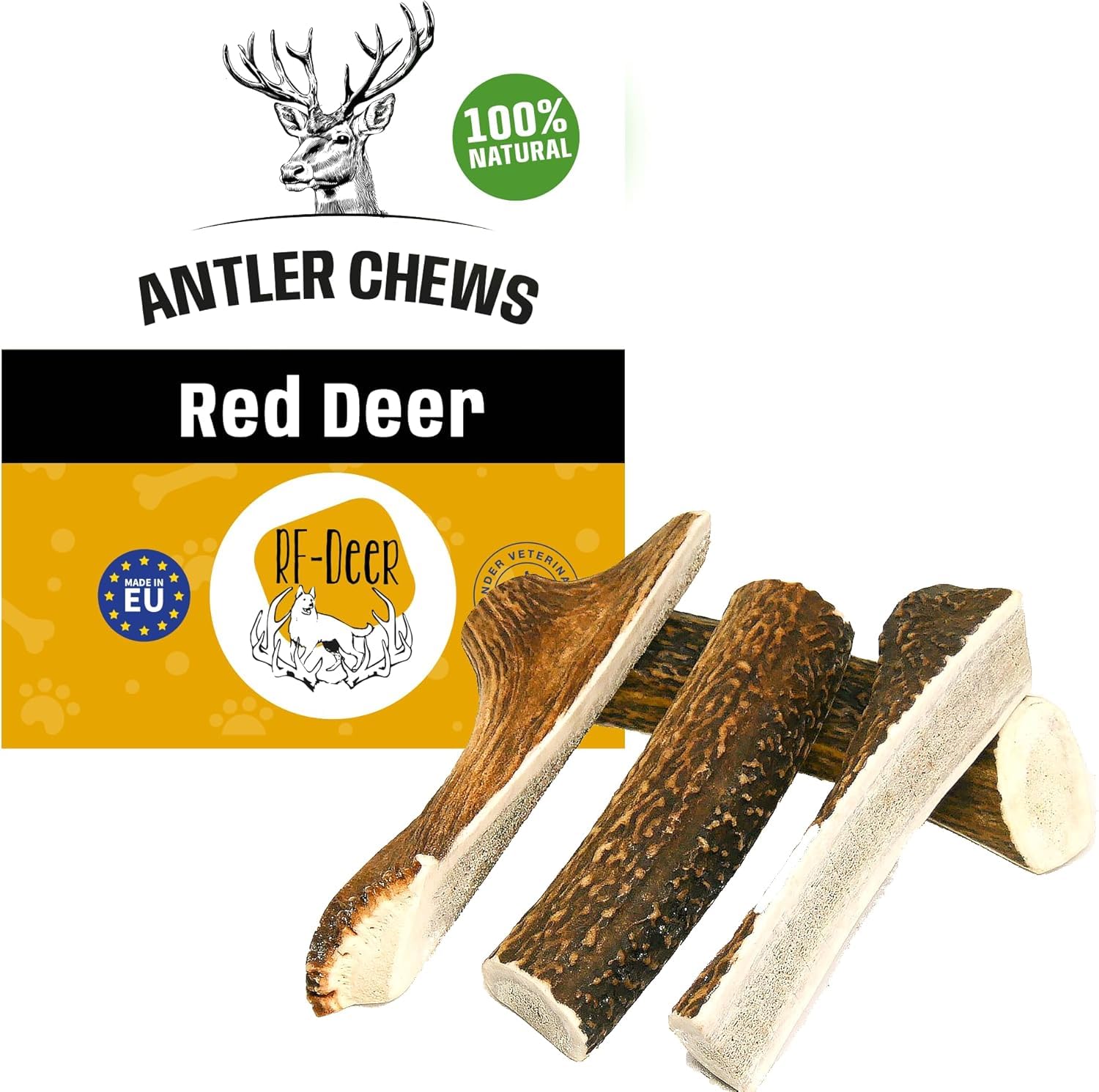 RF - Deer Antlers for dogs PREMIUM SOFT Size S - 1 piece - Natural Deer Antler, Long Lasting Chew Treat, Naturally Shed, Enjoyment and Dental Care and Health for your dog, Chews Toys, Sustainable