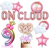 LaVenty On Cloud 9 ROSE GOLD Balloons Banner On Cloud Nine Birthday Party Decorations for 9 Year Old Girl 9th Birthday Party Invite Decorations