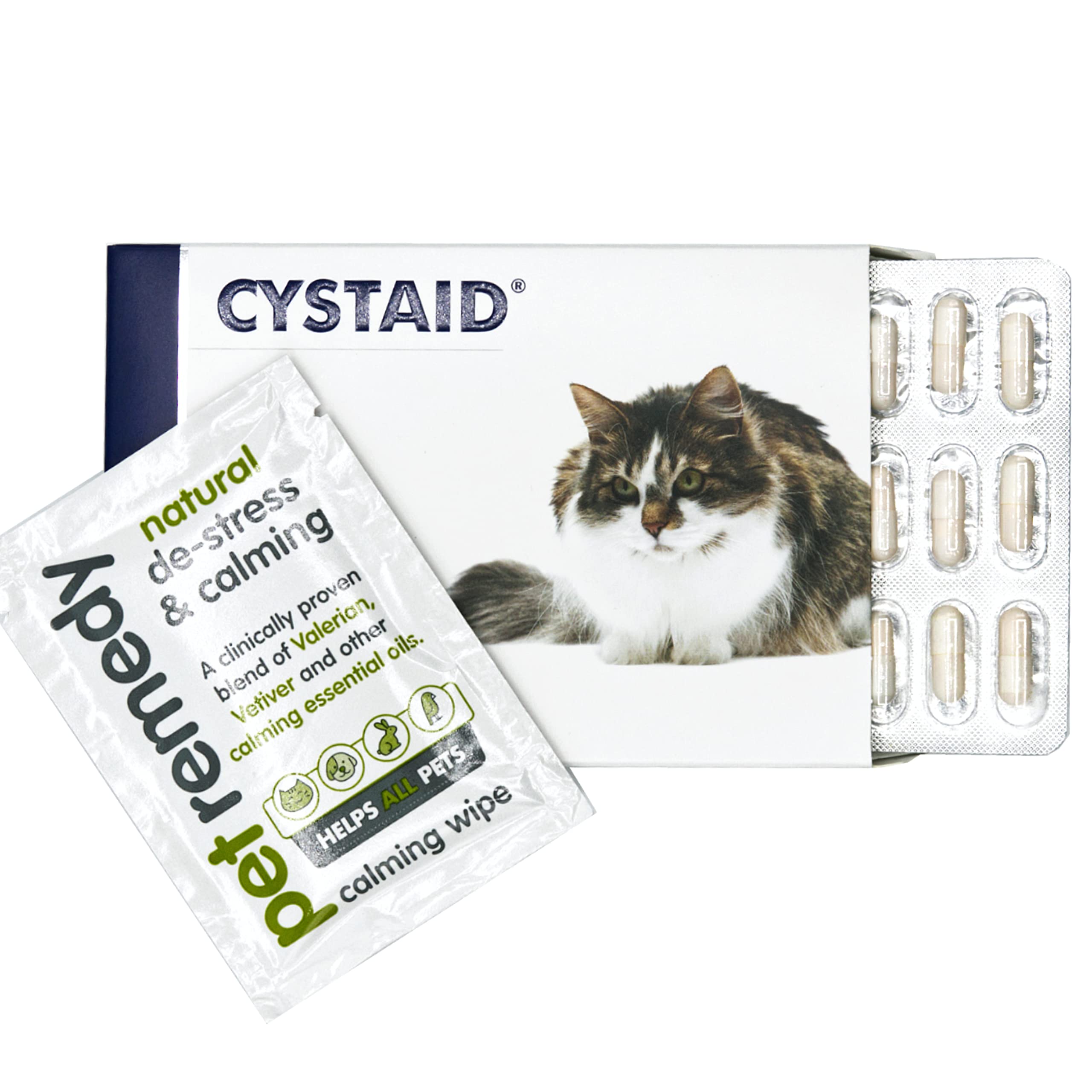 Cystaid for Cats - 30 Sprinkle Capsules - With Calming Wipe