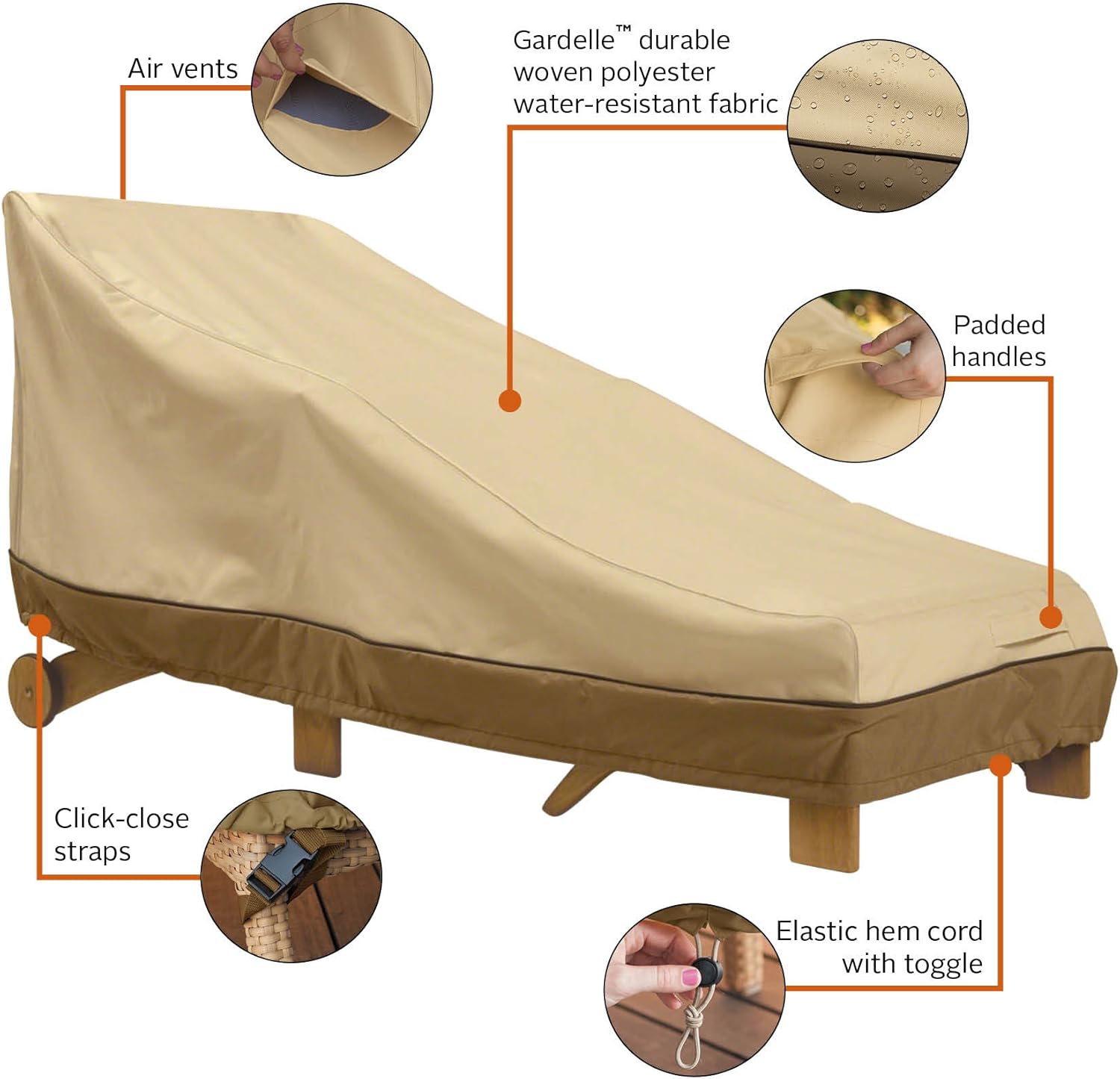 Classic Accessories Veranda Water-Resistant 78 Inch Patio Day Chaise Lounge Chair Cover : Patio Chaise Lounge Covers : Garden & Outdoor
