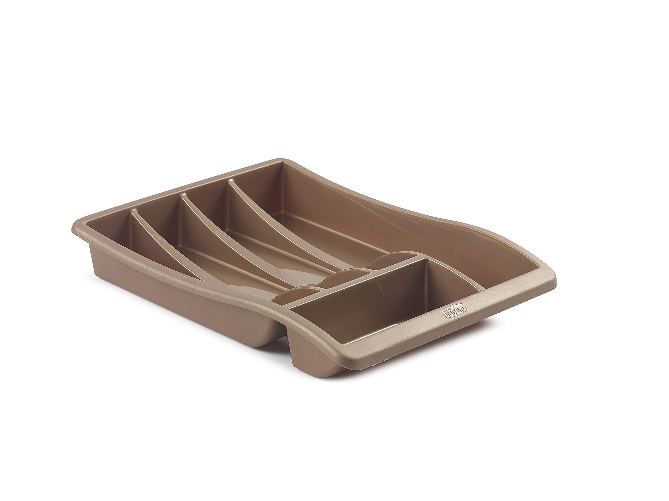 Whitefurze Compact Plastic Kitchen Cutlery Kitchen Drawer Organiser Storage Spoon Knife Fork Utensil Holder, Rose Gold