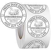 Louise Maelys 2Inch 500 Pcs Farm Fresh Duck Egg Stickers Unwashed Duck Egg Carton Labels - Market Egg Handling Sticker for Poultry Farms, Farmers Markets & Organic Produce