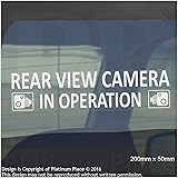 2 x INTERNAL Window 200 x 50mm-Rear View Camera In Operation Warning Stickers-White on Clear- -CCTV Sign-Van,Lorry,Truck,Taxi,Bus,Mini Cab,Minicab Safety and Security-Go Pro,Dashcam