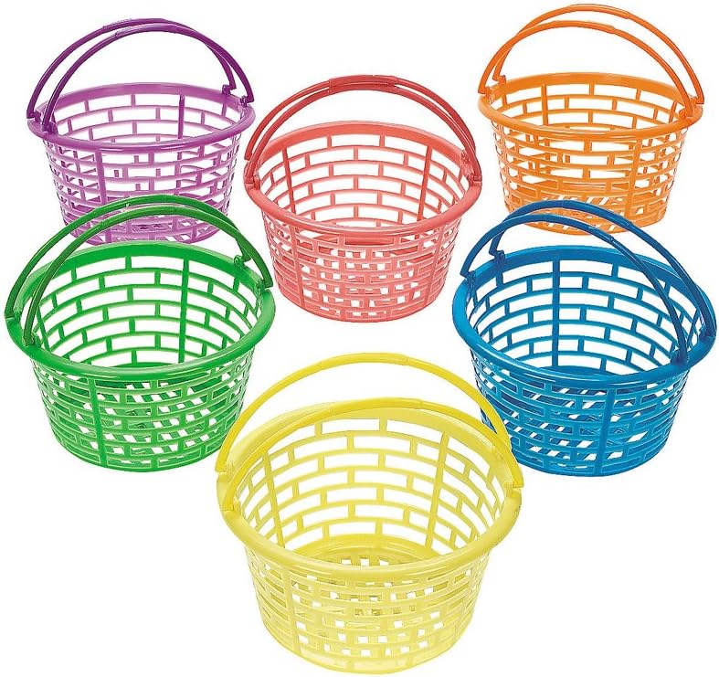 12 Bright Coloured Plastic Easter Egg Hunt Baskets 9cm Kids Easter Parties Amazon.co.uk