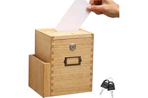 KIRIGEN Wooden Suggestion Box - Donation and Ballot Box Wall Mounted Comment Collection Box with Lock and 2 Keys for School, Office, Hospital Nature