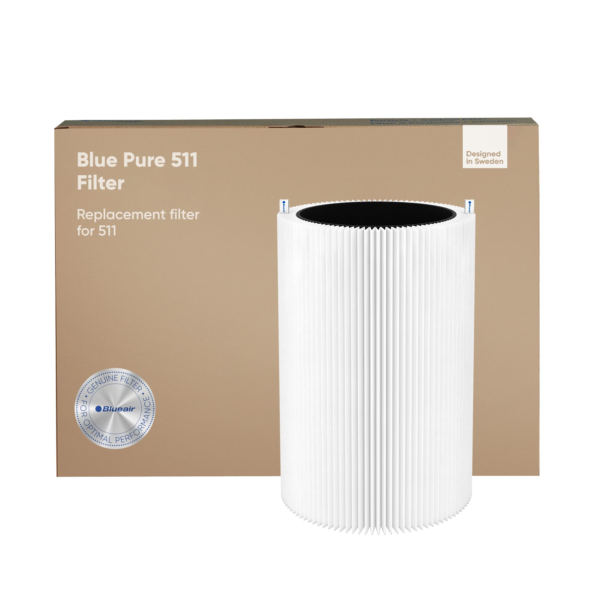Blueair Genuine HEPASilent Replacement Filter for Blue Pure 511 Air Purifier – Removes 99.97 Percent of Pollen, Dust, Pet Dander, Mould, Bacteria and Viruses Activated Carbon Reduces VOCs