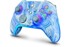 JAVRUNWOF Wireless Pro Controller for Switch/OLED/Lite - 1200mAh Rechargeable Switch Turbo Controller with 10 RGB Led Light, Programmable, Wake Up - Wireless iOS Android Remote Gamepad, Wired PC Game Joystick