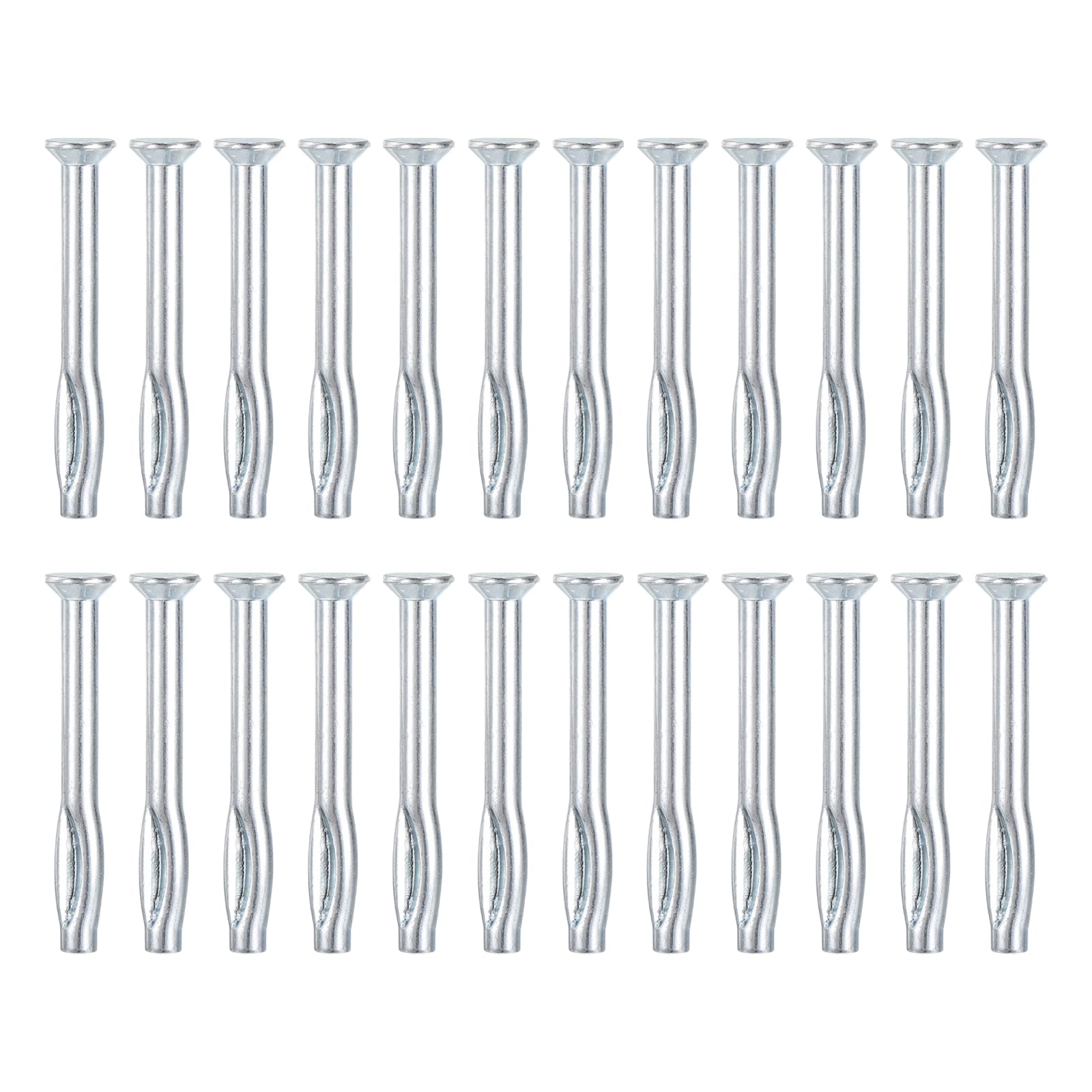 DTGN 1/4" x 2-1/2"(D x L) Split Drive Concrete Anchors - 25Pack - Good for Concrete Drywall - Carbon Steel Hammer Drive Nail - Silver