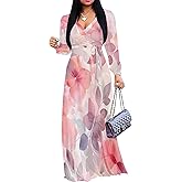 SUZONANA Plus Size Maxi Dresses for Curvy Women Floral Print Flowy Long Puff Sleeve with Belt