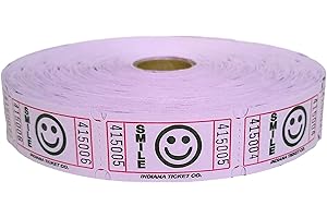 INDIANA TICKET CO. 2000 Raffle Tickets, Smile, Purple, Single Roll, Tickets for Events, Entry, Classroom Reward, Fundraiser & Prizes (1 of 8 Colors)