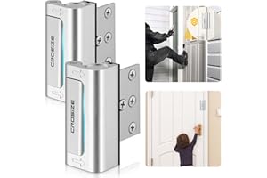 CROSIZE Home Security Door Locks 2 Pack, Metal Door Reinforcement Lock, 3" Withstands 800 lbs of Impact for Inward Swing Doors, Defender Security Door Lock, Prevent Unauthorized Entry (Silver)