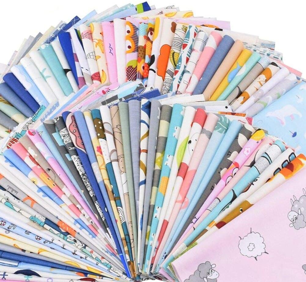 Pilp Precut 30pcs 8" x 10" (20cm x 25cm) Random Floral,Geometry & Cartoon Twill Cotton Craft Fabric Bundle Squares Patchwork DIY Sewing Scrapbooking Quilting (Geometry)