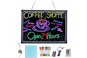 ALPINE INDUSTRIES Alpine LED Message Writing Board - 20" X 28" Illuminated Dry Erase Board with 48 Different Flashing Styles & Fluorescent Markers, Perfect for Restaurants, Schools & Retail Stores