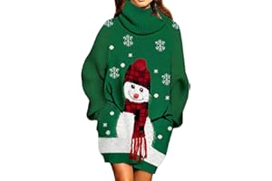 Pink Queen Ugly Christmas Sweater Dresses for Women Oversized Loose Fit Knit Dress with Pocket
