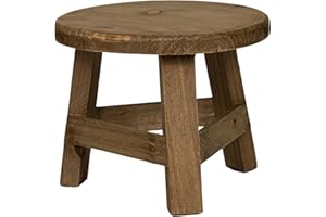 Plant Stool, 7x6 Inch Round Wooden Plant Stool, Rustic Decorative Small Wooden Stool for Indoor Bonsai Succulent Pot, Home, G