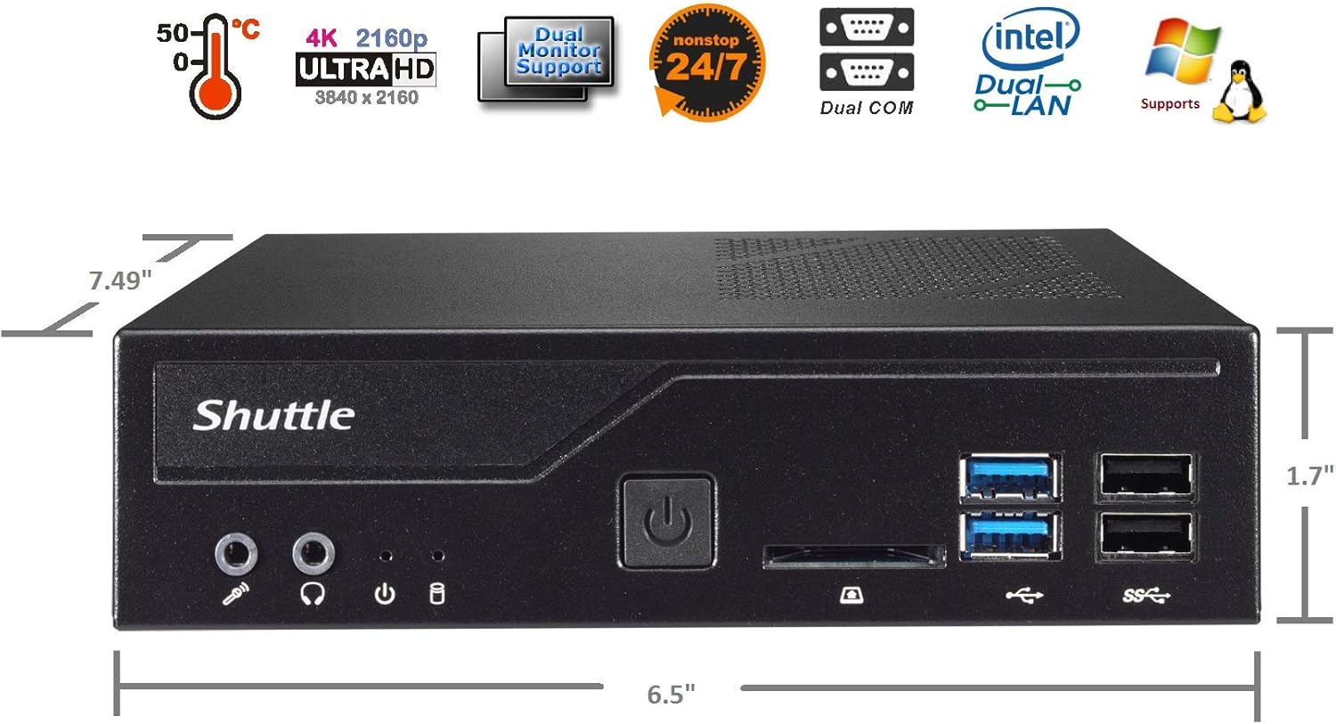 Shuttle XPC Slim DH310V2 Mini Barebone PC Intel H310 Support 65W Coffee Lake CPU No Ram No HDD/SSD No CPU No OS
