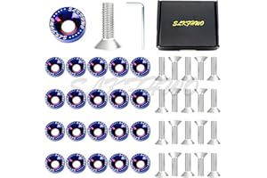 SLKFHWO 6063-T6 Hard Aluminum Alloy Fender Washer 20 Pieces CNC Precision Machining Bumper Engine Compartment JDM Car Accessories Engine Dress up kit（PVD Burnt Blue）