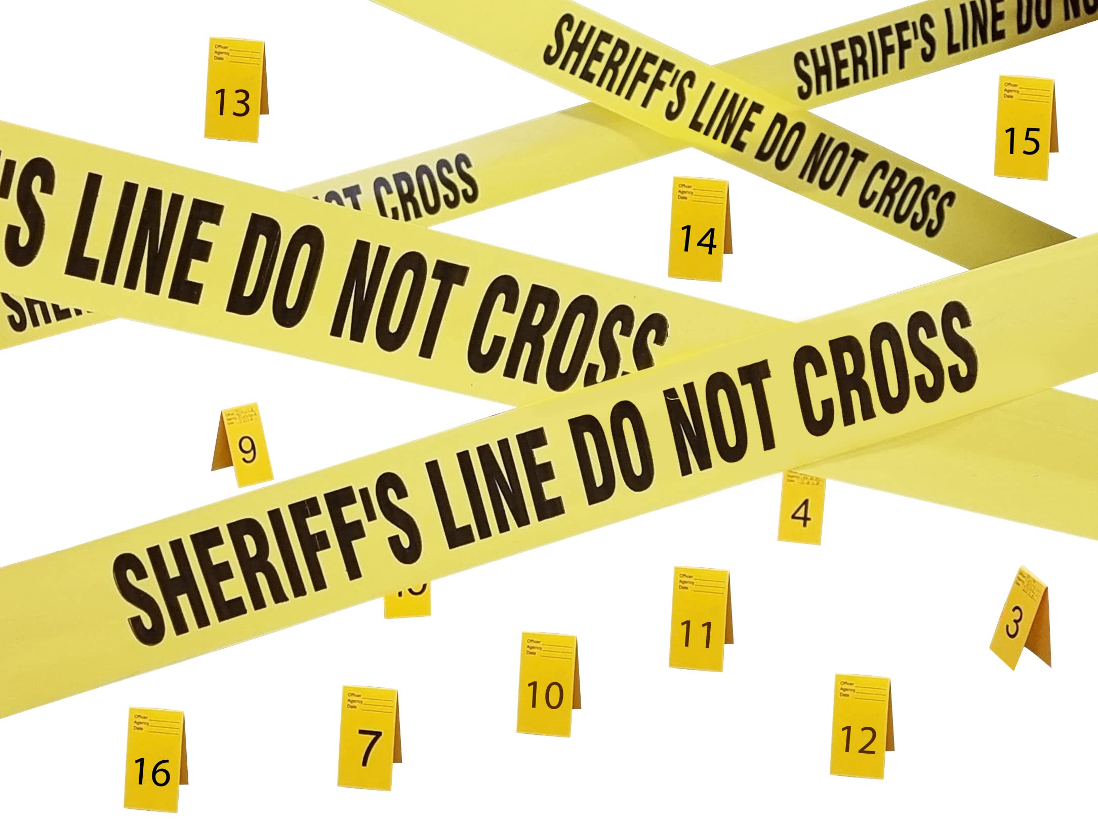 Kobe1 Sheriff's Line Do Not Cross Novelty Barrier Tape (6m) and Small Photo Evidence Frames (1 to 10 cards,7cmx4cm folded).