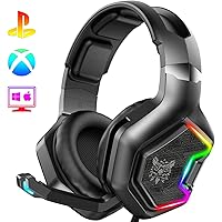 ONIKUMA PS4 Headset -Xbox One Headset Gaming Headset with 7.1 Surround Sound Pro Noise Canceling Gaming Headphones with Mic & RGB LED Light Compatible with PS4, Xbox One, Nintendo Switch, PC,GameCube