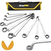 GRENPRO 10PC Offset Double Box End Wrench Set Metric &amp; Standard Roll Pouch | 75-Degree Offset 6-Point Long Wrenches Set 6&ndash;23MM, Bolt Gauge, Mechanic Tools For Auto &amp; Home Repair, Corrosion Resistant
