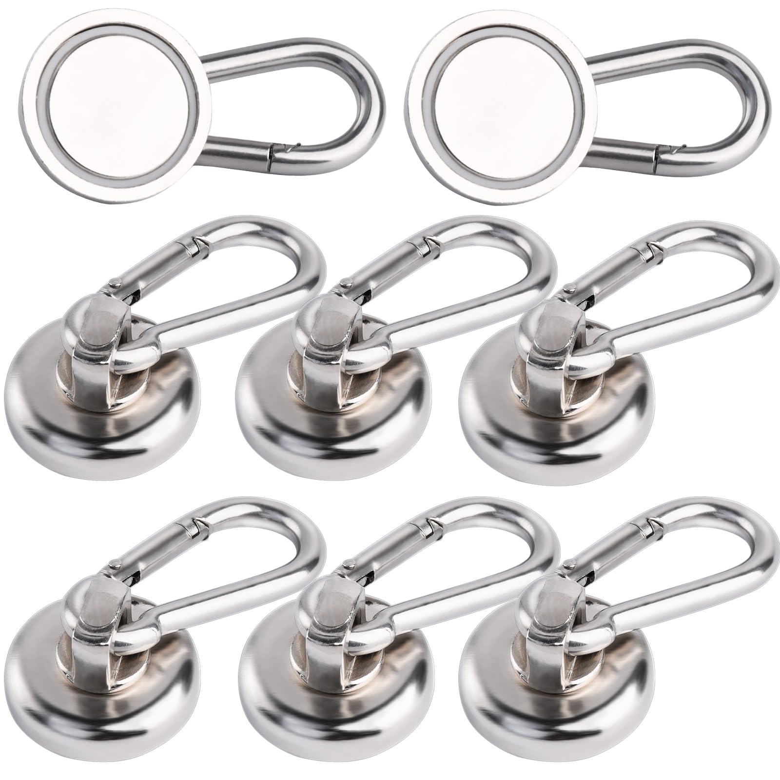 MIN CI Magnetic Hooks 48lbs (22kg) Heavy Duty 25mm - Neodymium Strong Hooks for Cruise Cabins, Silver Rare Earth Command Hook Holder 8 Pack