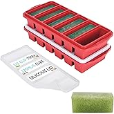1/2 Cup Silicone Freezer Tray With Lid - Silicone Freezer Molds 2-Pack For meal prep & freezing of various sauces and other dishes, makes 12 perfect 1/2 cup portions cubes,oven and dishwasher safe
