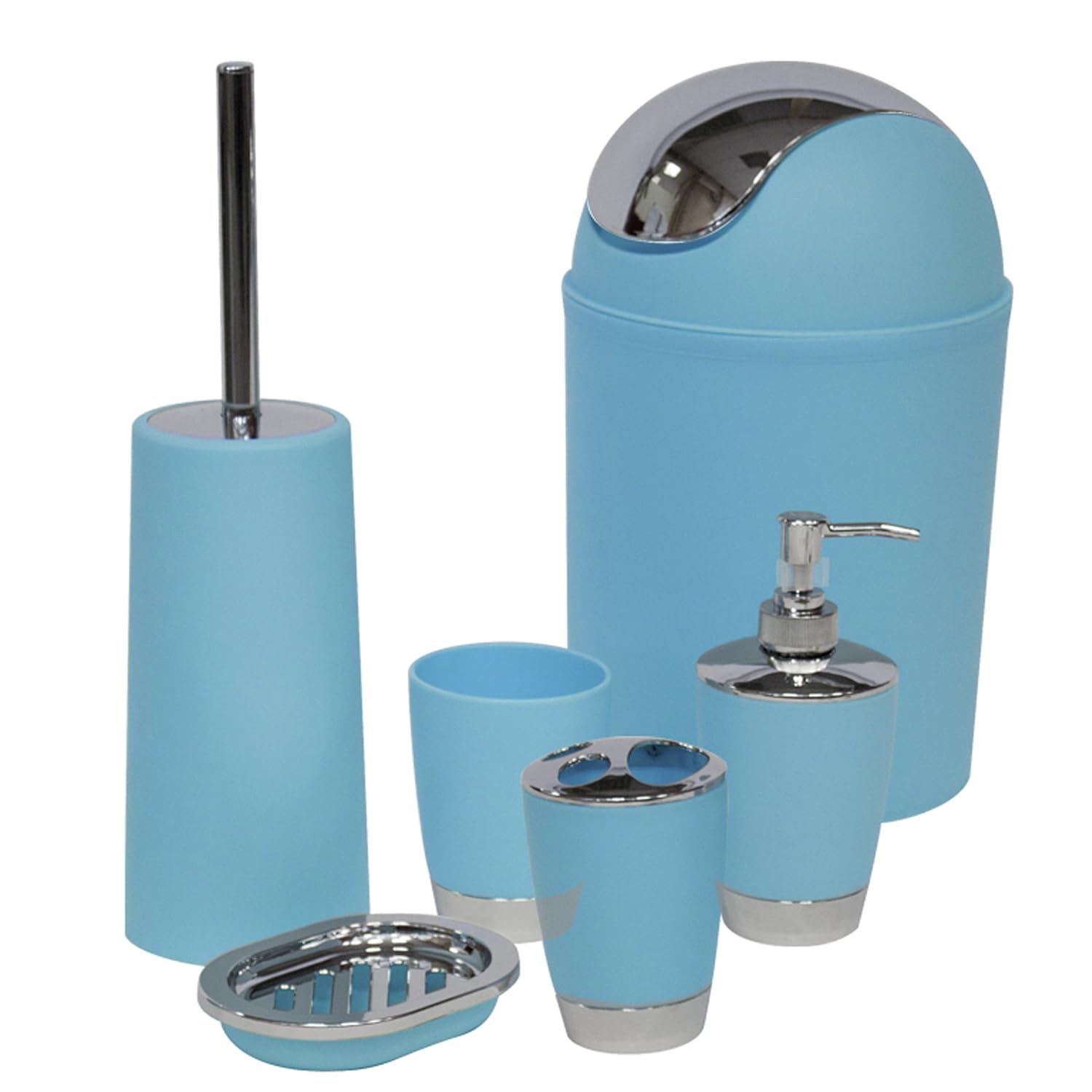 SQ Professional Bathroom Accessory Set, Blue, 12.5 x 7.8 x 7.8 cm