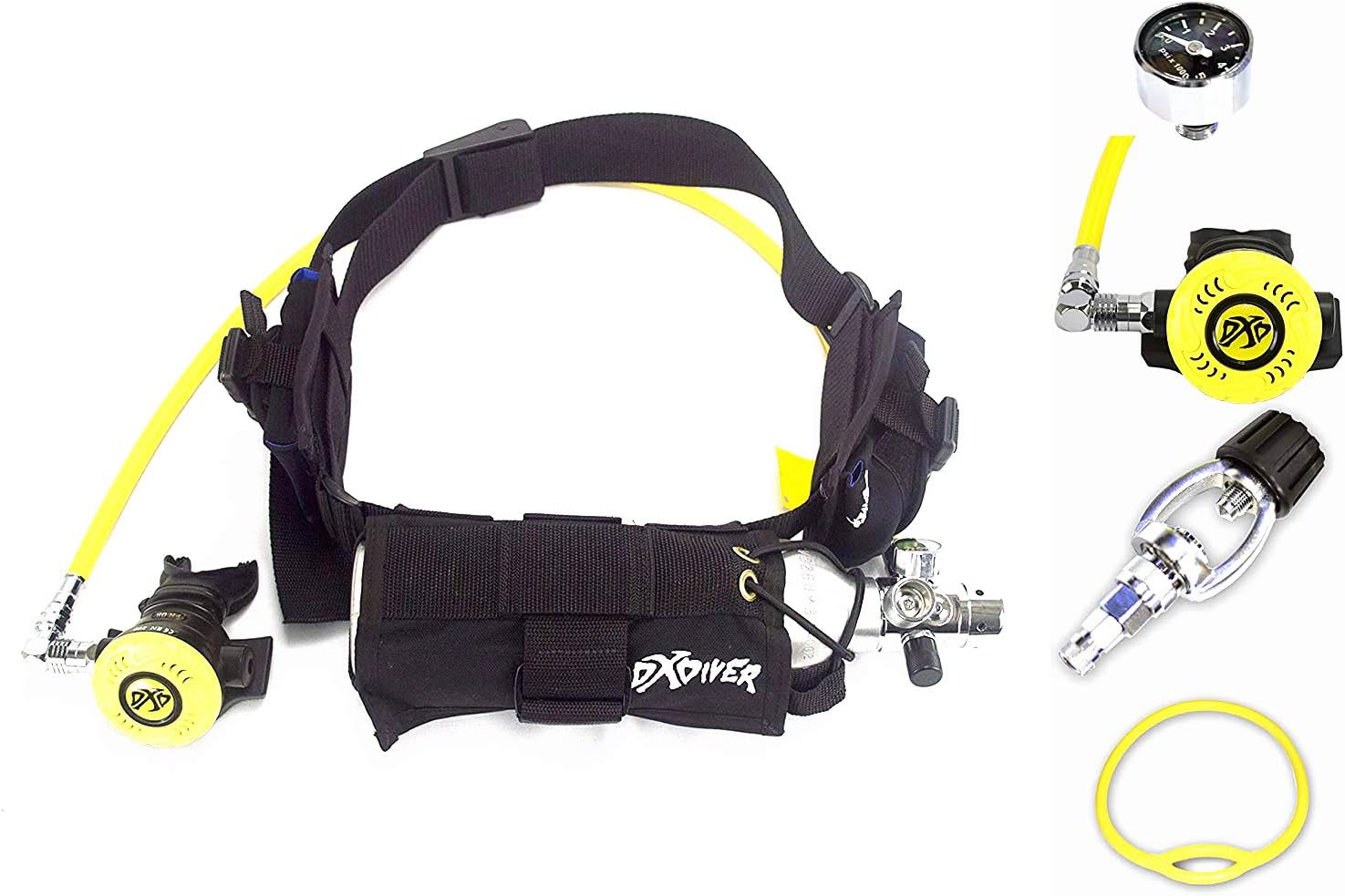 DXDiver Weigh Integrated Nylon Belt SPG Gauge Regulator Fill Adapter Pony Setup Scuba Dive Egressor Rapid Entry Rescue Clean Boat Propeller Lobstering