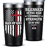 Fufandi Christian Gifts for Men, Catholic Gifts - Religious Inspirational Scripture, Easter, Gift for Men, Bible Catholic Spiritual Gift, Man of God 20oz Coffee Tumbler