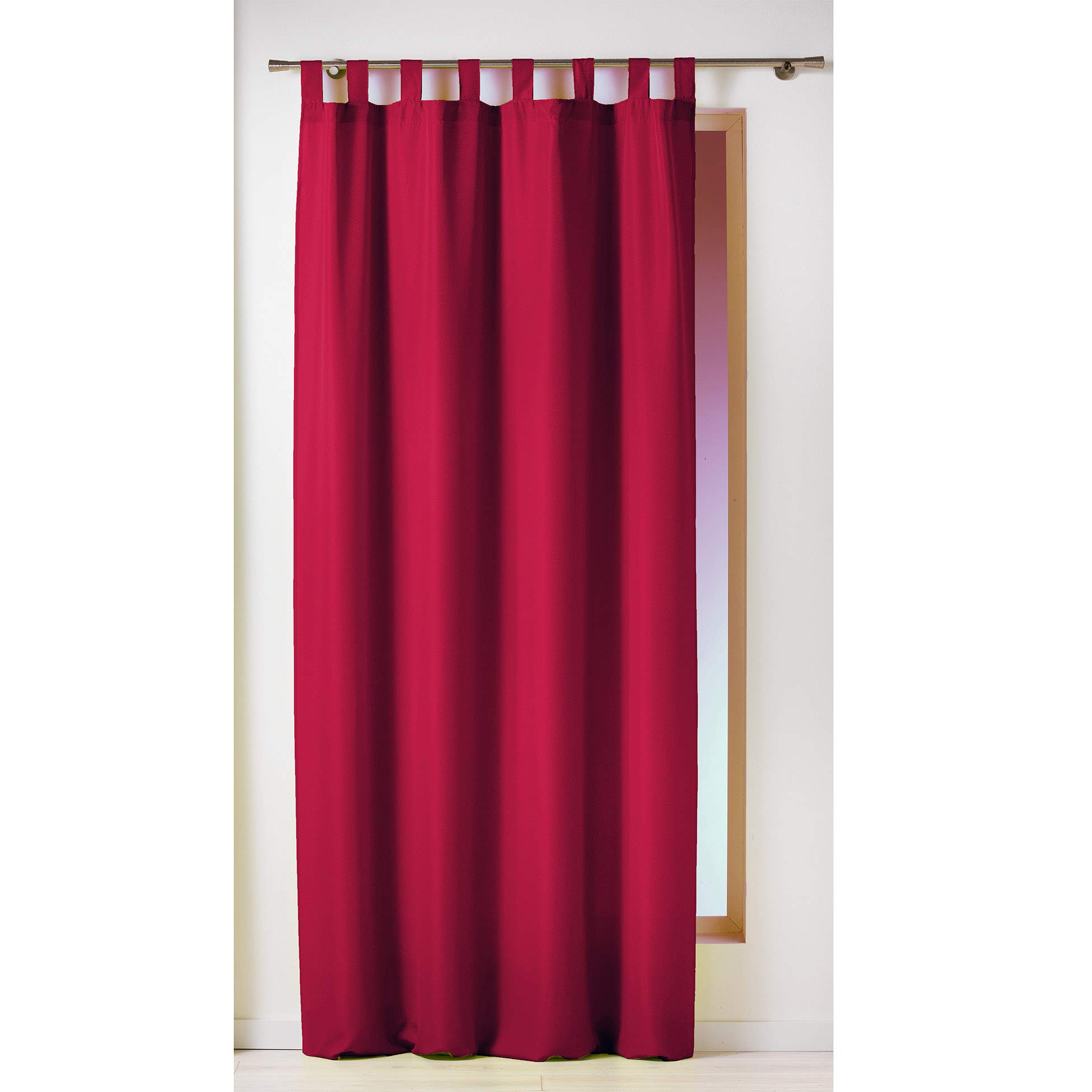 Douceur D'Interieur 140 x 260 cm Curtain Loops Plain Polyester Essentiel Rouge