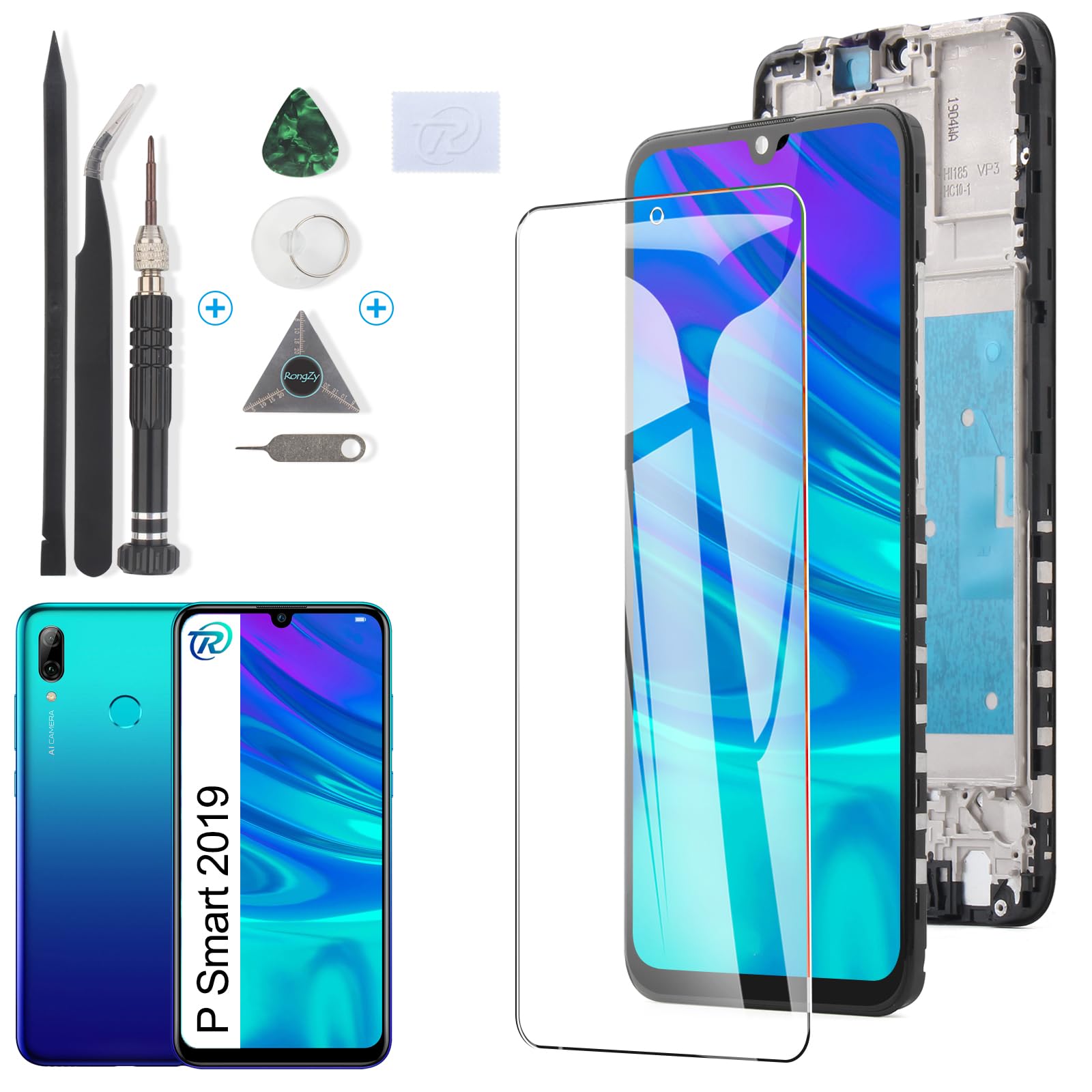 RongZy LCD Display for Huawei P Smart 2019 / Maimang 8 / Enjoy 9S Touchscreen and LCD Screen Replacement with Repair Tools Kit (Black with Frame)