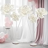 Daifunli 2 Set 4.5 ft Valentine's Day Giant Flower Huge Artificial Flannel Flower Decoration with Standing Base for Reception Artificial Banquet Outdoor Wedding Ceremony Church Backdrop (White)