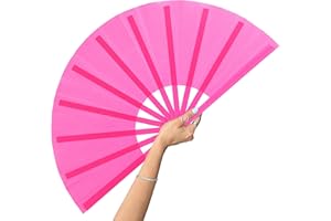 GEGEYA 13inch Large Rave Fan Popping Fan Clacking Fans for Line Dancing,Hand Fans for Women Foldable,Boots on The Ground Fan,Portable for Outdoor,Wedding,Party,Decoration(Pink,1 Pack)